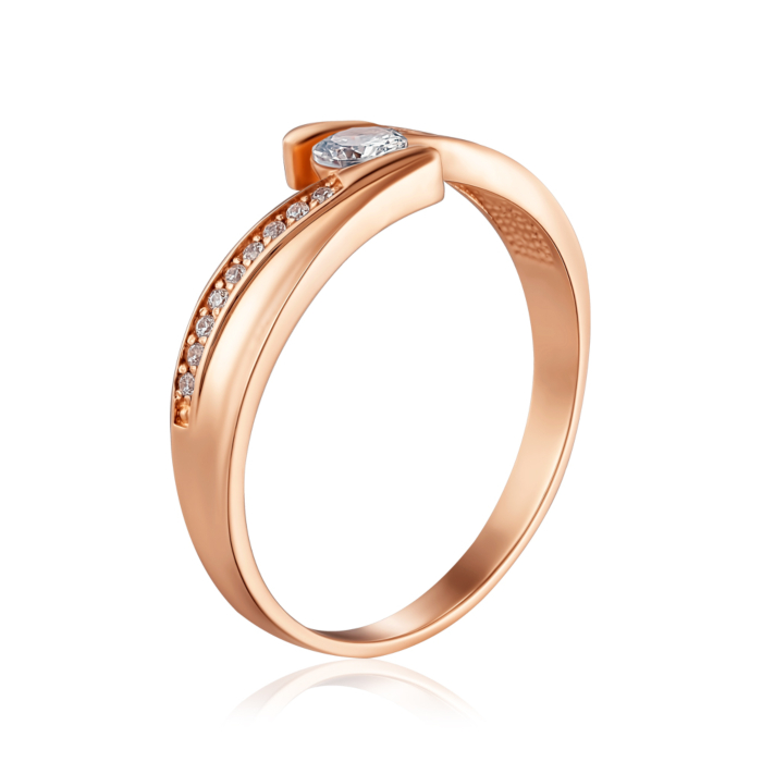 Золота каблучка з фіанітами. Артикул 12986