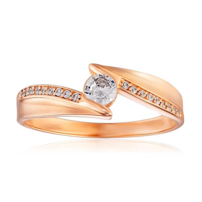 Золотое кольцо с фианитами. Артикул 12986