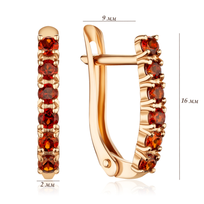 Золоті сережки з гранатом 540296/01/0/7132