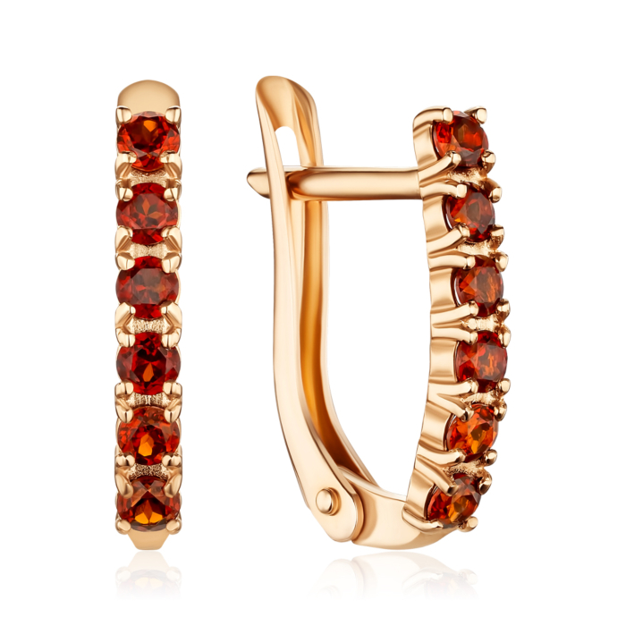 Золоті сережки з гранатом 540296/01/0/7132