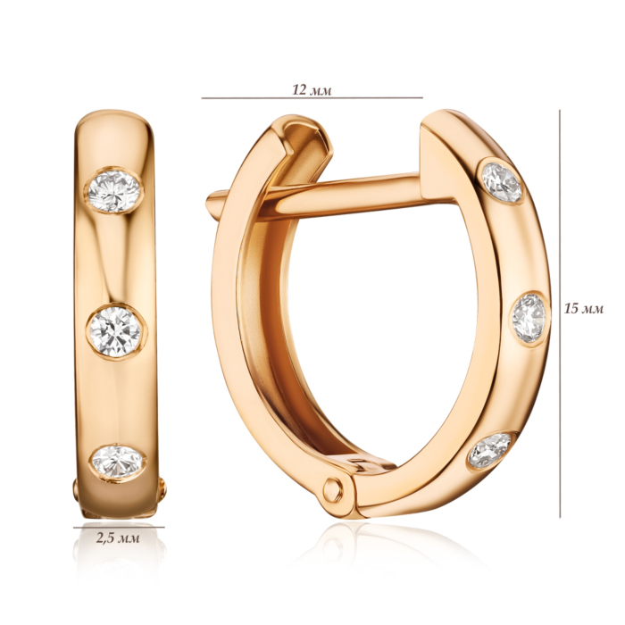 Золотые серьги-конго с бриллиантами 8070107/01/0/9022