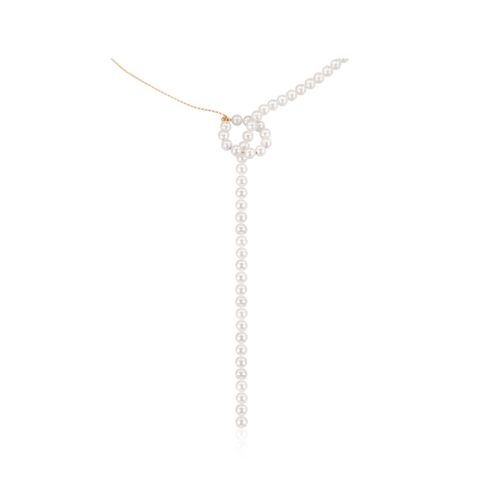 Колье-галстук из красного золота с жемчугом. Артикул 66517/01/0/4617