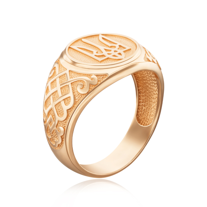 Золота печатка з тризубом. Артикул 19127