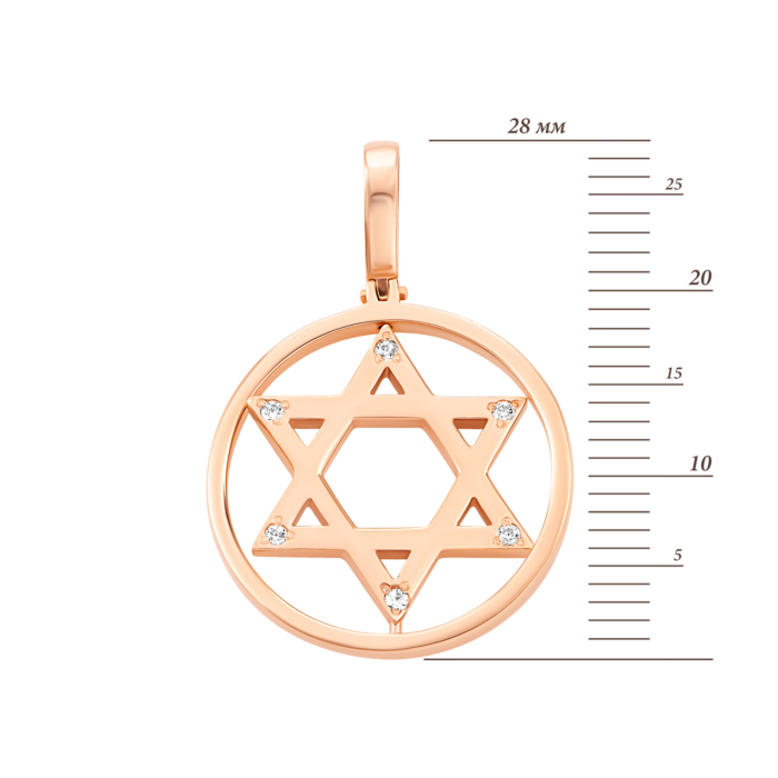 Золота підвіска «Зірка Давида» з фіанітами. Артикул UG5ПВ723и