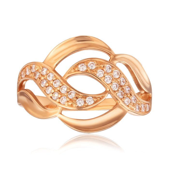 Золота каблучка з фіанітами. Артикул 12627 с