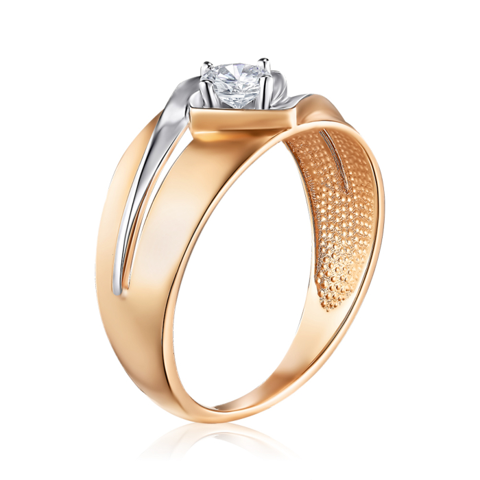 Золотое кольцо с фианитом. Артикул 13627/01/1/29