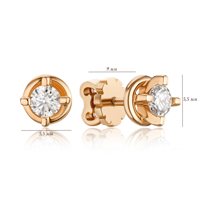 Золоті сережки-пусети з діамантом 53727/01/0/9218