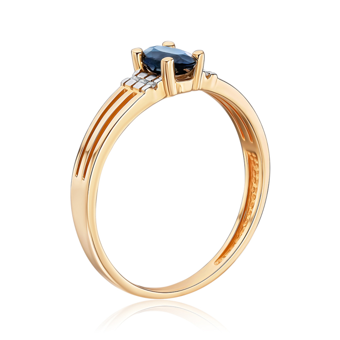 Золотое кольцо с сапфиром и бриллиантами. Артикул 53037/0.8S сап