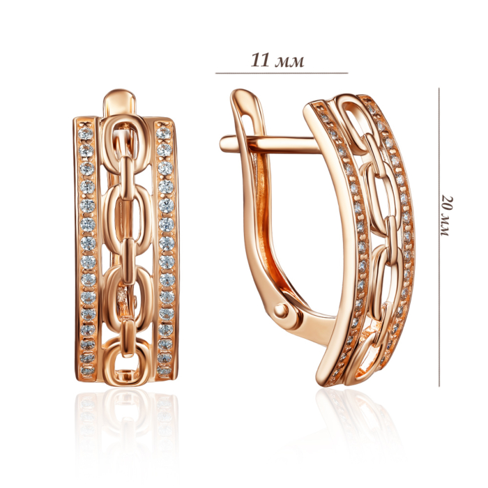 Золотые серьги с фианитами. Артикул 22637/01/0/1