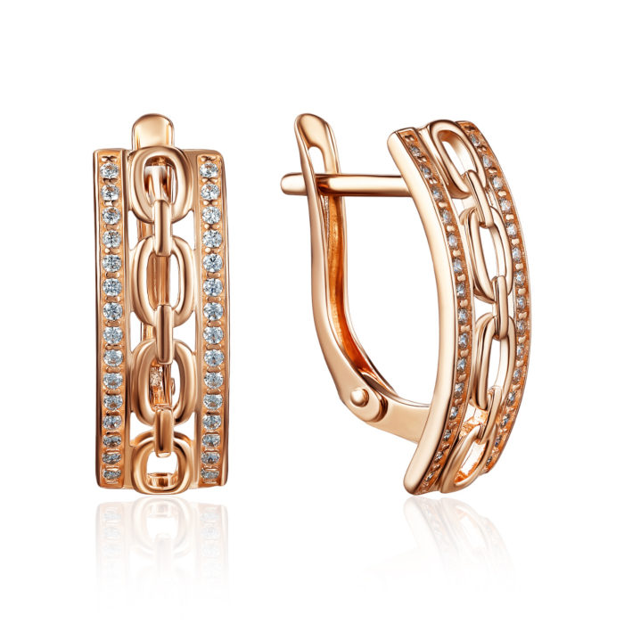 Золотые серьги с фианитами. Артикул 22637/01/0/1