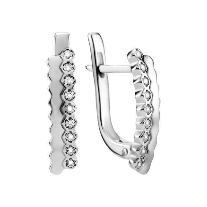 Срібні сережки з фіанітами. Артикул UG5737с/род