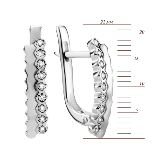 Срібні сережки з фіанітами. Артикул UG5737с/род