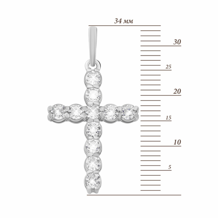 Срібний хрестик з фіанітами. Артикул UG574481б
