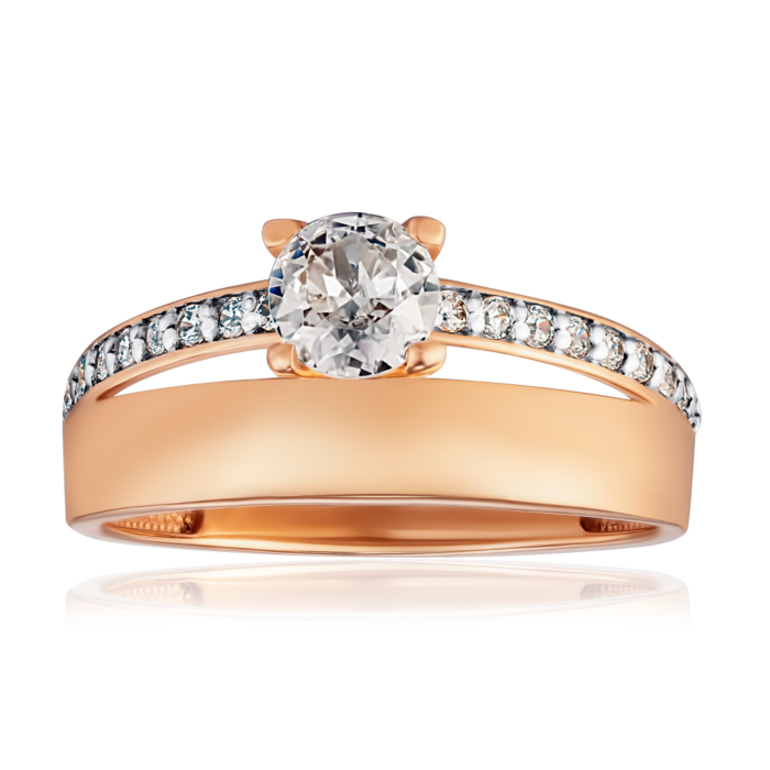 Золота каблучка з фіанітами. Артикул 13657/08/1/16