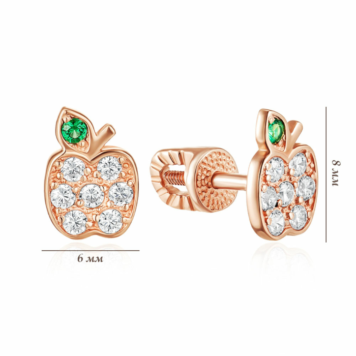 Золоті пусети з фіанітами. Артикул 21067