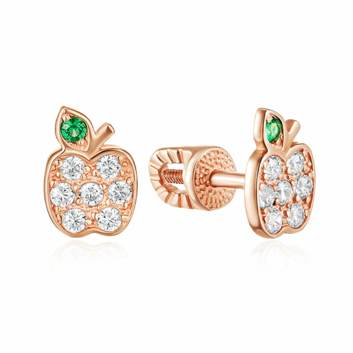 Золотые пуссеты с фианитами. Артикул 21067