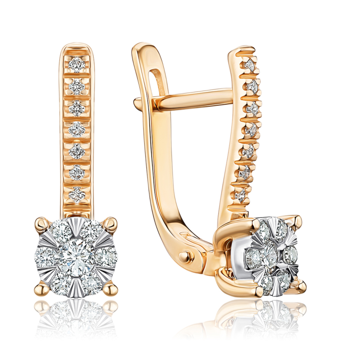 Золоті сережки з діамантами. Артикул 807097/14/1/11027