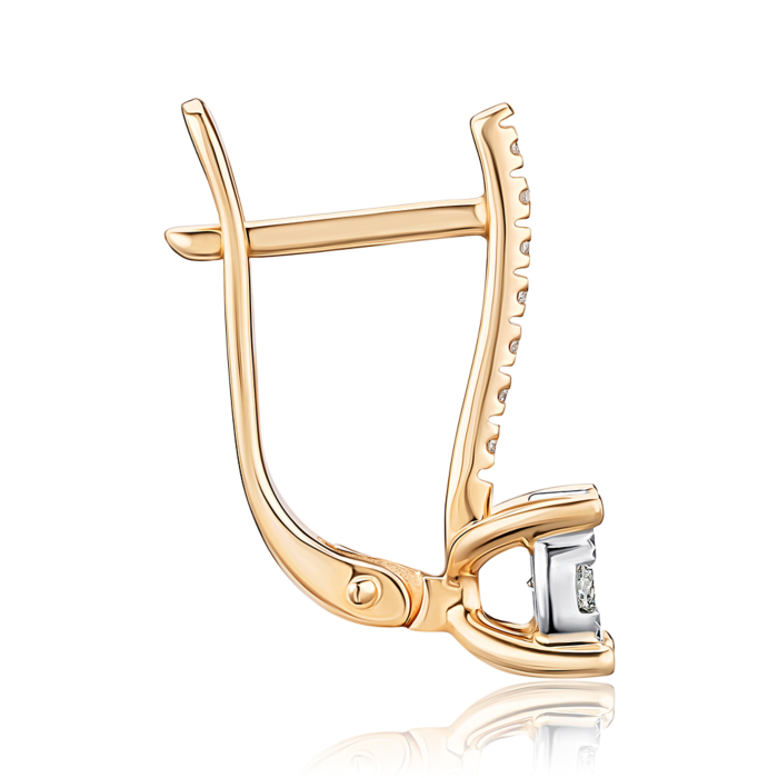 Золоті сережки з діамантами. Артикул 807097/14/1/11027