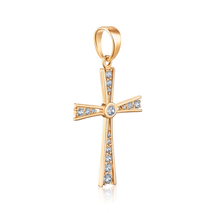 Золотий хрестик з фіанітами. Артикул 3797
