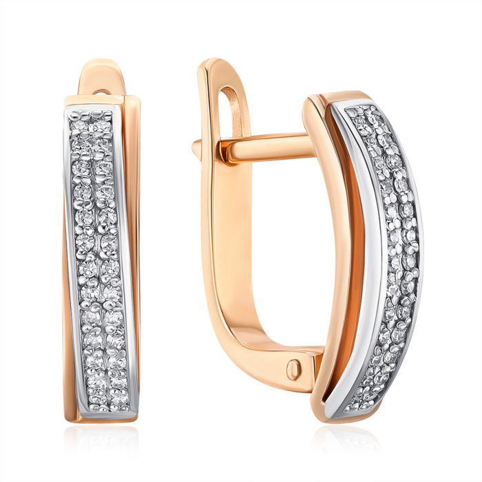 Золоті сережки з діамантами. Артикул 807008/14/1/8007