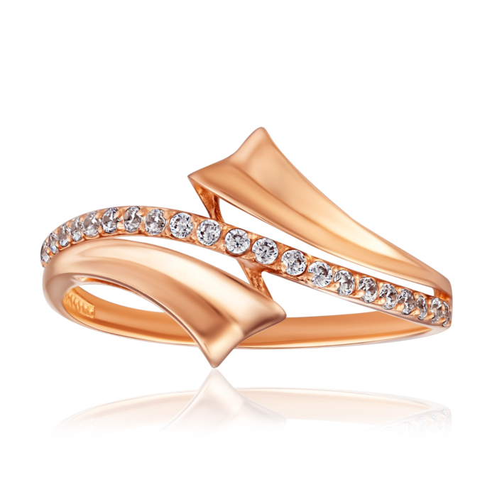 Золота каблучка з фіанітами. Артикул 13608/01/0/13