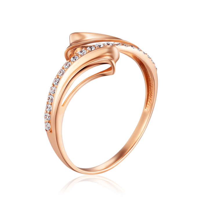 Золотое кольцо с фианитами. Артикул 13608/01/0/13
