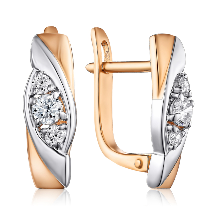 Золоті сережки з фіанітами. Артикул 21908/01/1/242