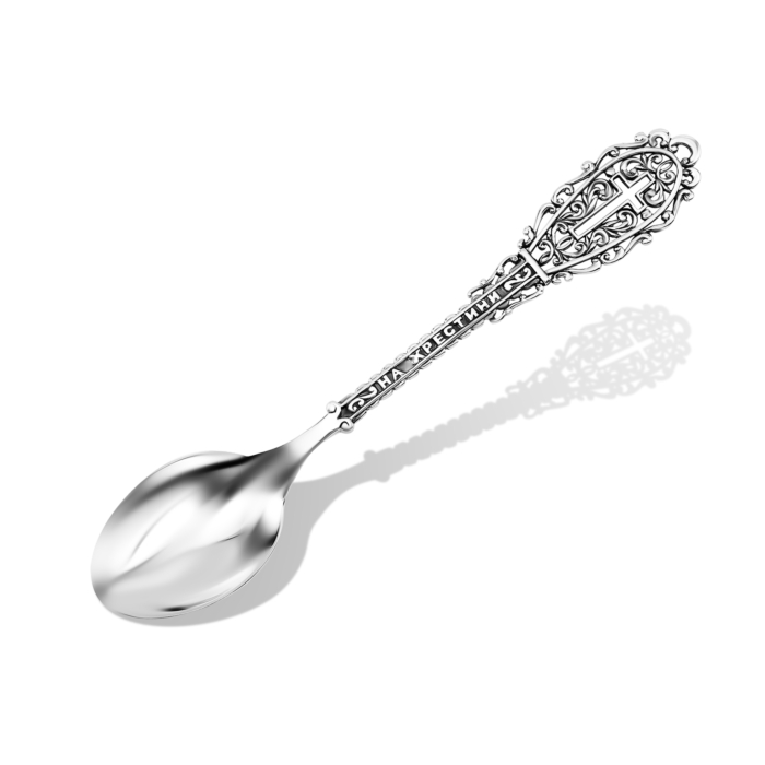 Серебряная ложка "На крестины". Артикул UG58100256