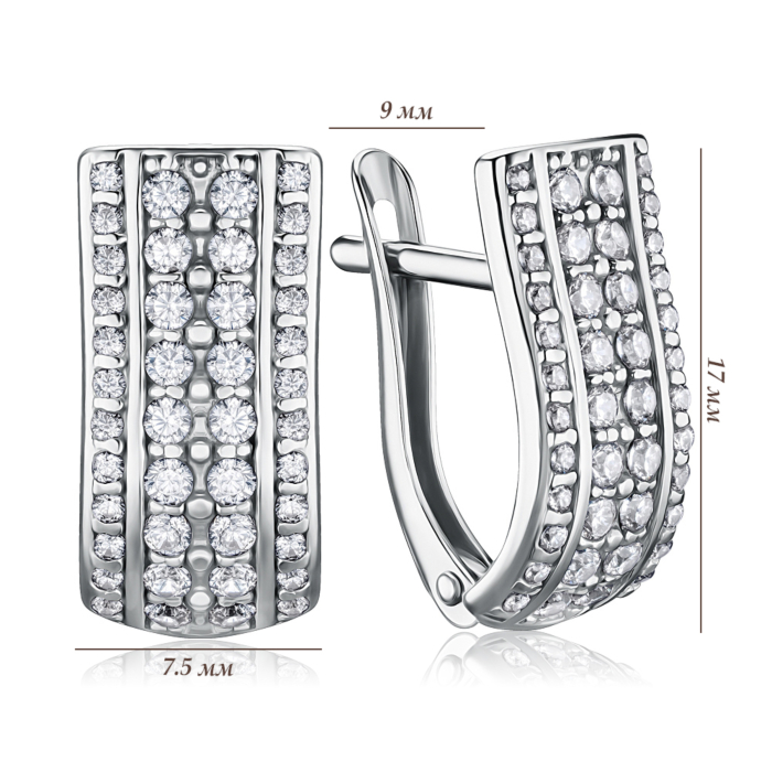 Срібні сережки з фіанітами с40118