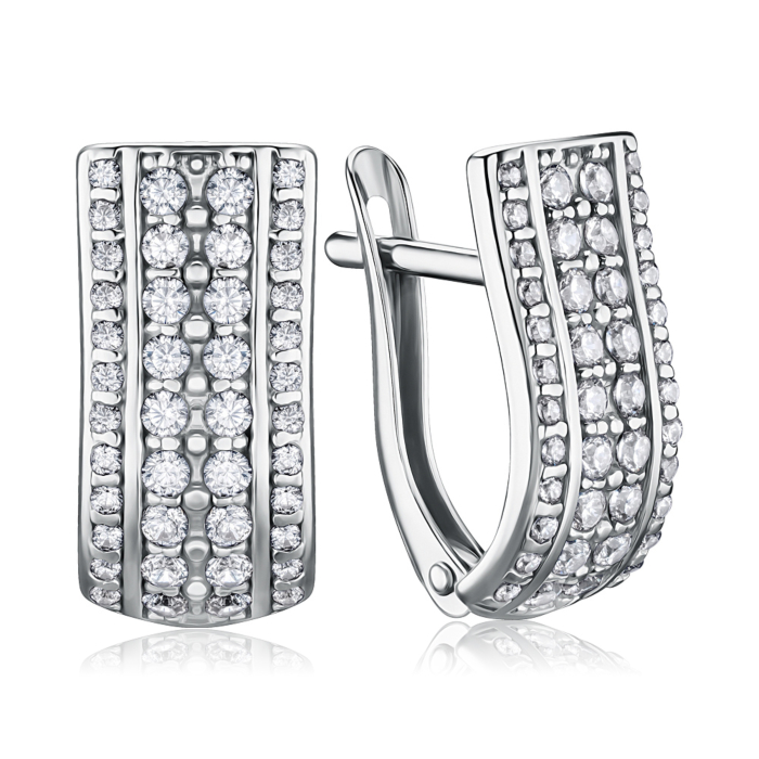 Срібні сережки з фіанітами с40118