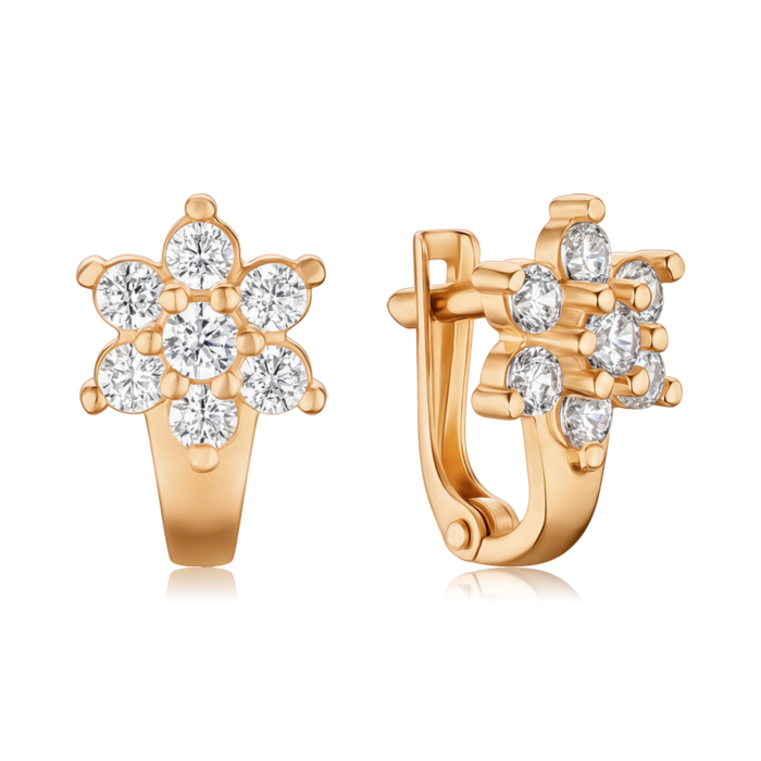 Золоті сережки з фіанітами. Артикул 21718