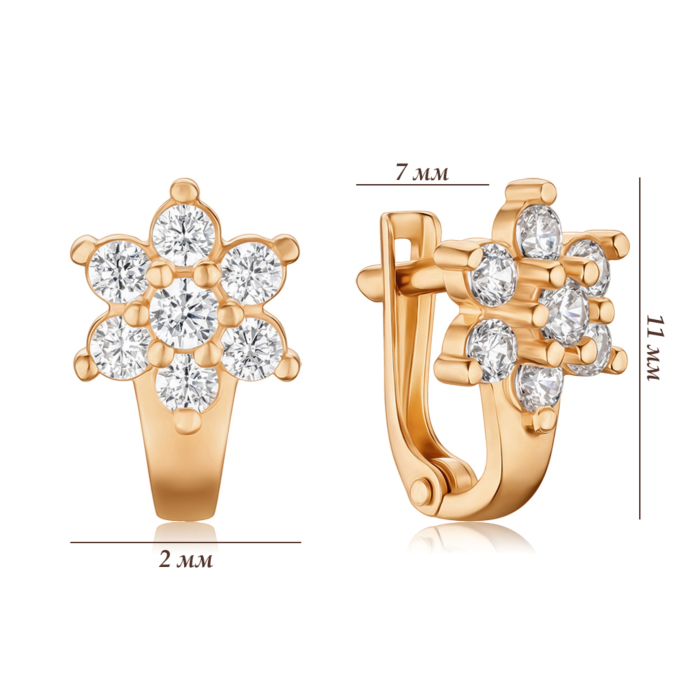 Золоті сережки з фіанітами. Артикул 21718