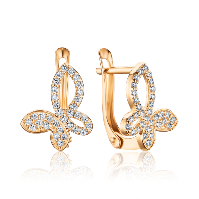 Золотые серьги с фианитами. Артикул 2918 к