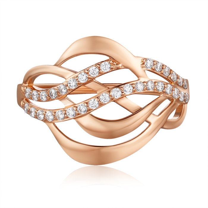 Золота каблучка з фіанітами. Артикул 12638