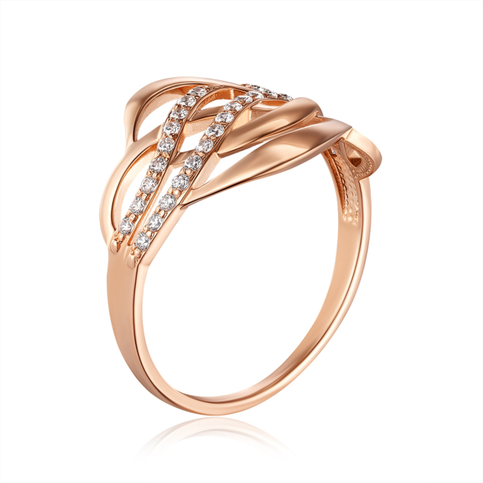 Золота каблучка з фіанітами. Артикул 12638