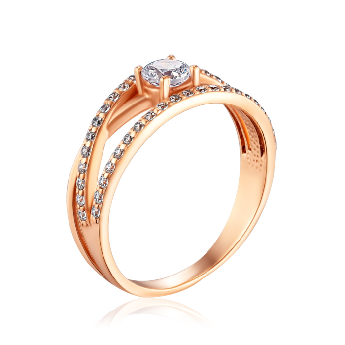 Золотое кольцо с фианитами. Артикул 12748