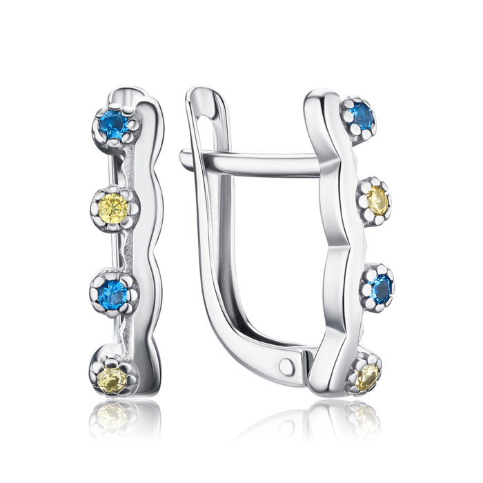 Срібні сережки з фіанітами 41358/12/1/21468