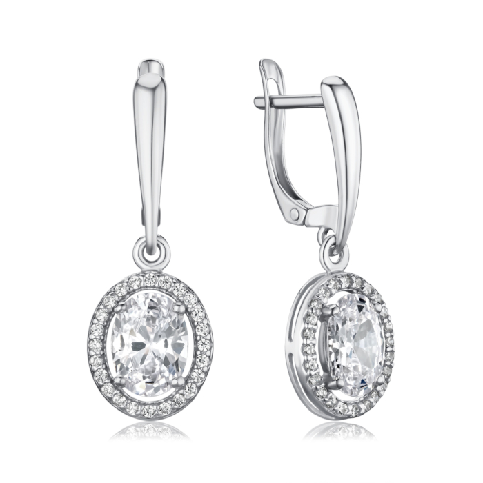 Срібні сережки-підвіски з фіанітами 40558/12/1/3105