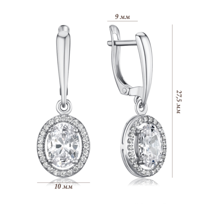 Срібні сережки-підвіски з фіанітами 40558/12/1/3105