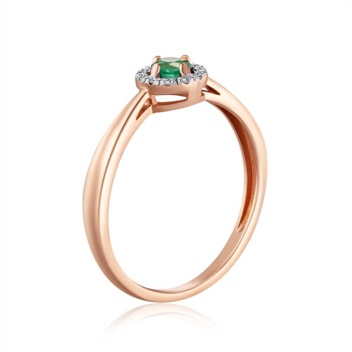 Золота каблучка зі смарагдом та діамантами. Артикул 800168/01/1/9917
