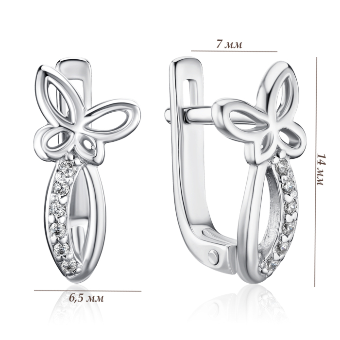 Срібні сережки з фіанітами с40278