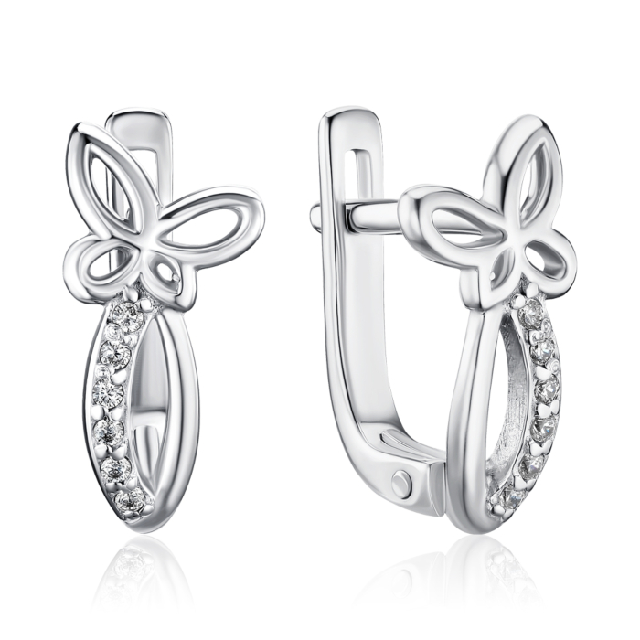 Срібні сережки з фіанітами с40278