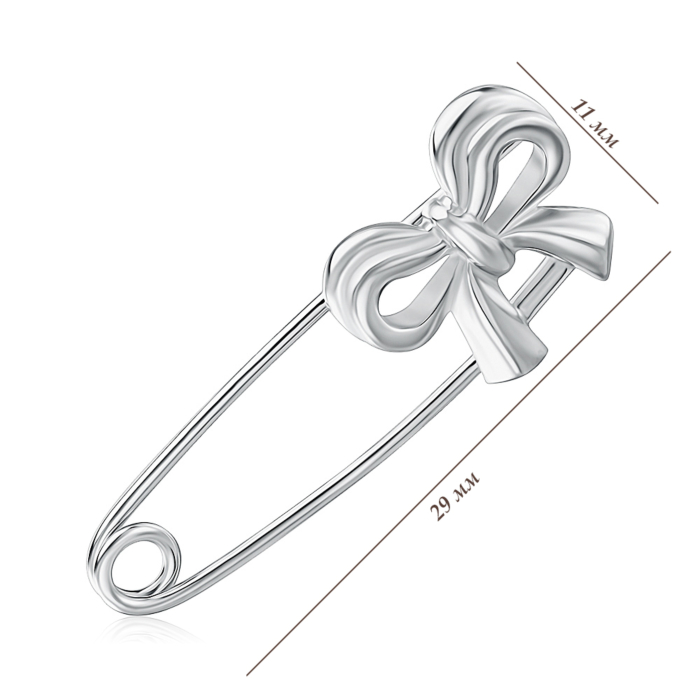 Серебряная брошь-булавка «Бант» без вставки с4088