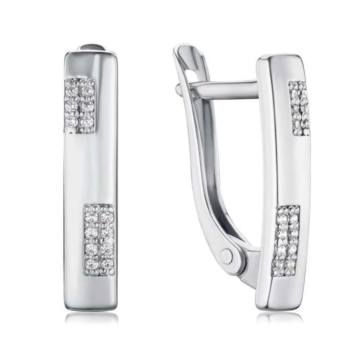 Серебряные серьги с фианитами 40588/12/1/342