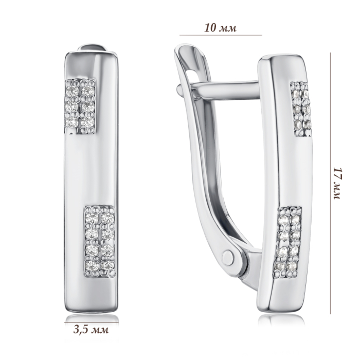 Серебряные серьги с фианитами 40588/12/1/342
