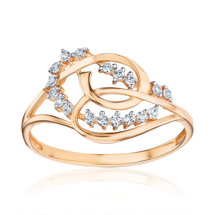 Золота каблучка з фіанітами 13588/01/1/13