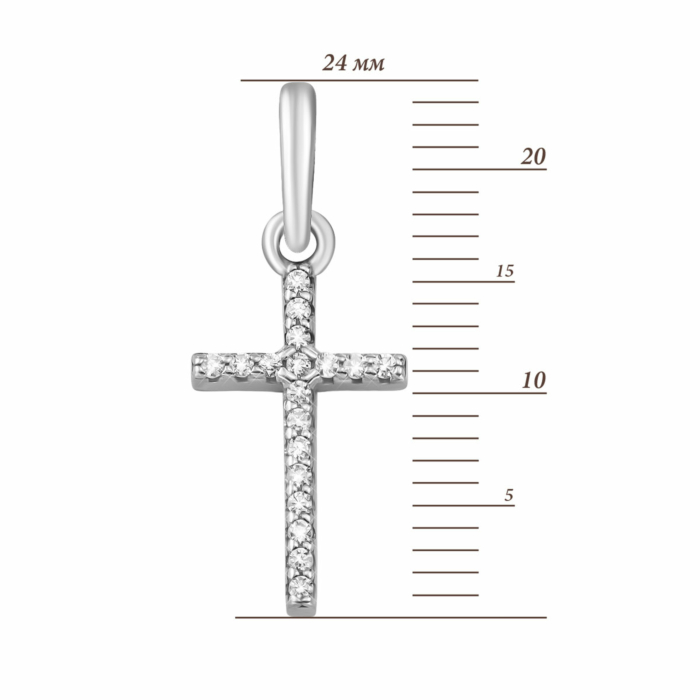 Срібний хрестик з фіанітами. Артикул UG589011б