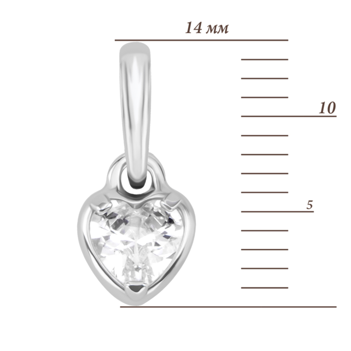 Срібна підвіска Серце з фіанітом. Артикул UG589110б