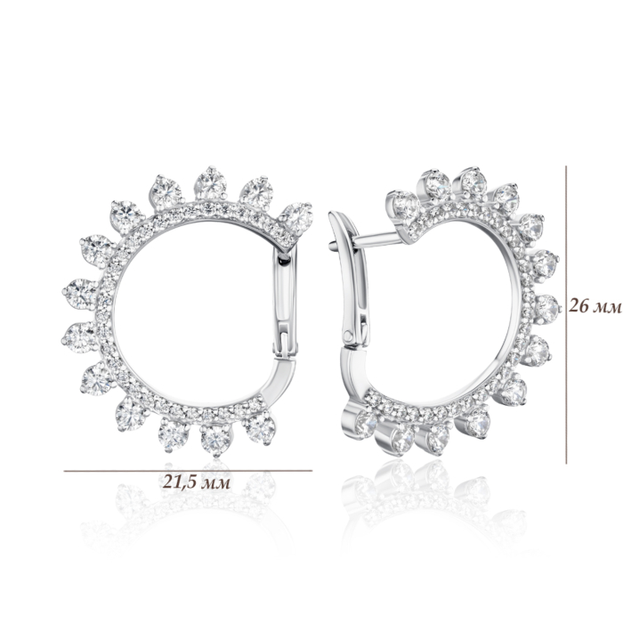 Срібні сережки з фіанітами 41209/12/1/45