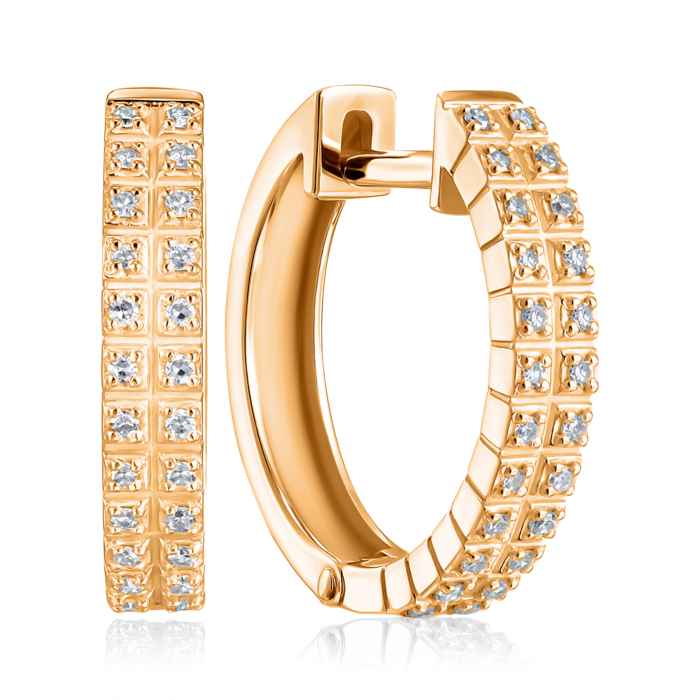 Золотые серьги-конго с бриллиантами 520129/01/0/8007